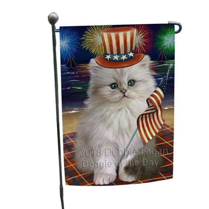4th of July Independence Day Firework Persian Cat Garden Flag GFLG48865