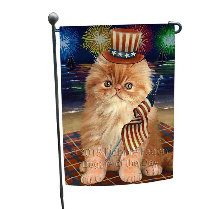 4th of July Independence Day Firework Persian Cat Garden Flag GFLG48866