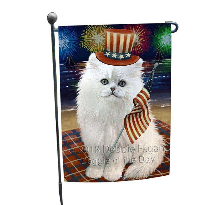 4th of July Independence Day Firework Persian Cat Garden Flag GFLG48867