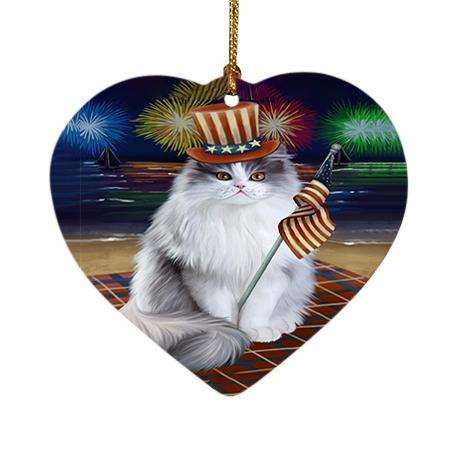 4th of July Independence Day Firework Persian Cat Heart Christmas Ornament HPOR48953