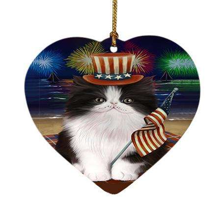 4th of July Independence Day Firework Persian Cat Heart Christmas Ornament HPOR48955