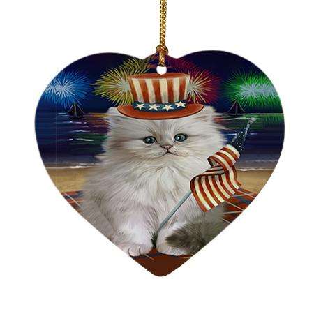 4th of July Independence Day Firework Persian Cat Heart Christmas Ornament HPOR48956