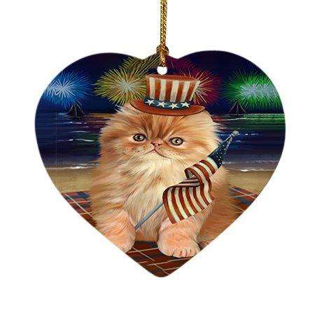 4th of July Independence Day Firework Persian Cat Heart Christmas Ornament HPOR48957