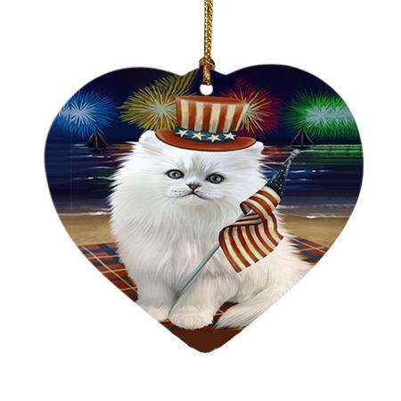 4th of July Independence Day Firework Persian Cat Heart Christmas Ornament HPOR48958