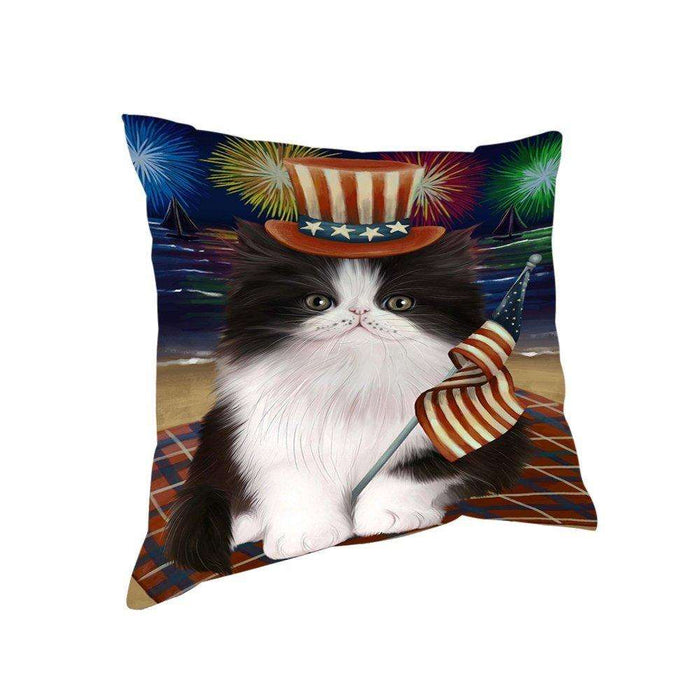 4th of July Independence Day Firework Persian Cat Pillow PIL51676