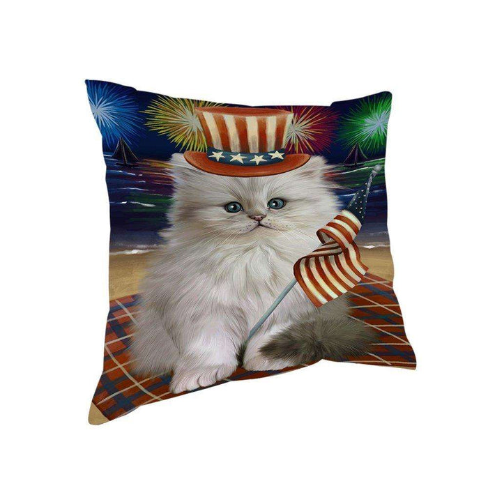 4th of July Independence Day Firework Persian Cat Pillow PIL51680