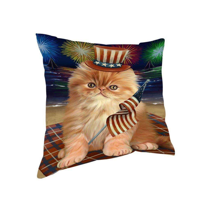 4th of July Independence Day Firework Persian Cat Pillow PIL51684
