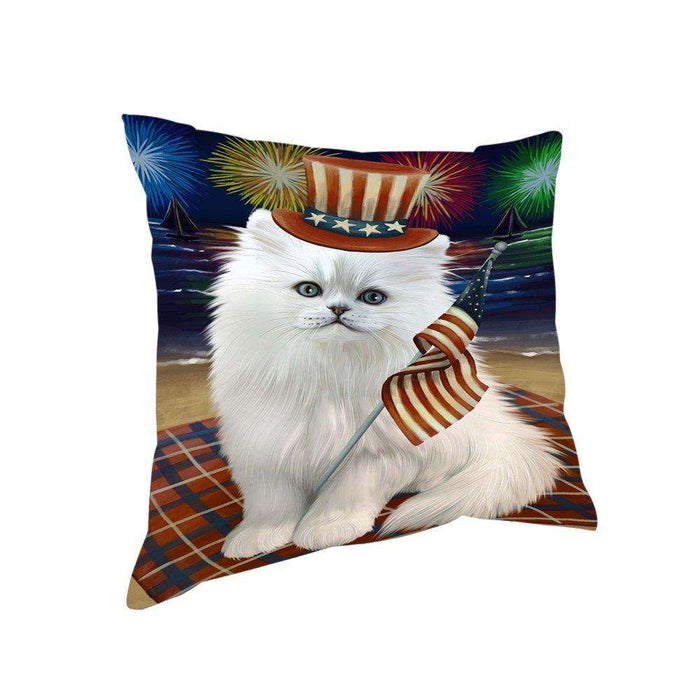 4th of July Independence Day Firework Persian Cat Pillow PIL51688