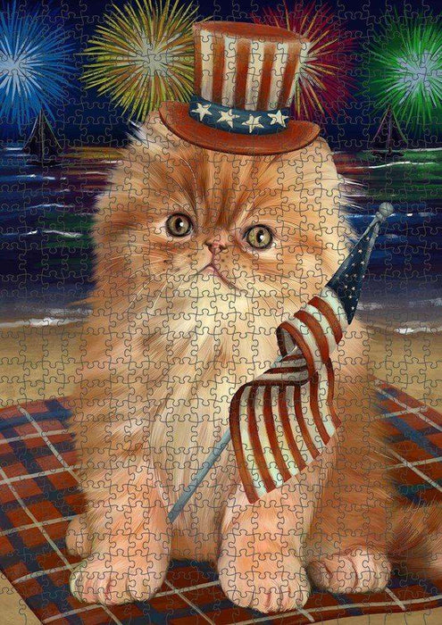 4th of July Independence Day Firework Persian Cat Puzzle with Photo Tin PUZL51054