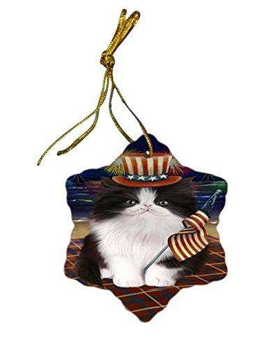 4th of July Independence Day Firework Persian Cat Star Porcelain Ornament SPOR48947