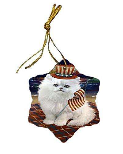 4th of July Independence Day Firework Persian Cat Star Porcelain Ornament SPOR48950