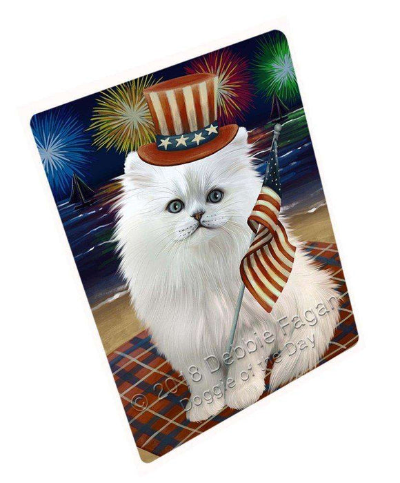 4th of July Independence Day Firework Persian Cat Tempered Cutting Board C50742