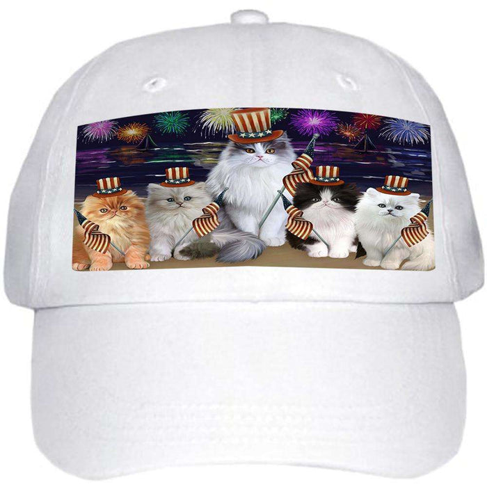 4th of July Independence Day Firework Persian Cats Ball Hat Cap HAT50595