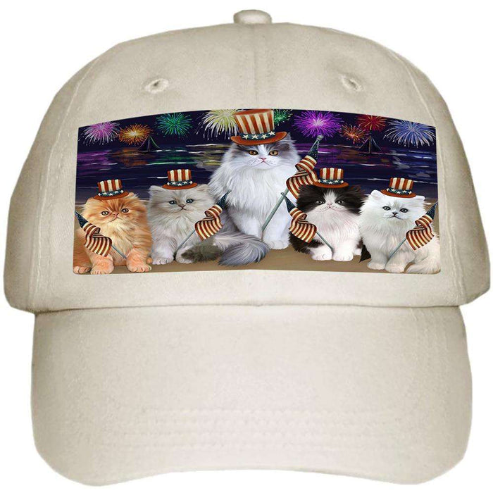 4th of July Independence Day Firework Persian Cats Ball Hat Cap HAT50595