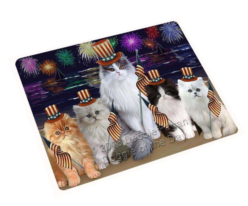 4th of July Independence Day Firework Persian Cats Blanket BLNKT56190 (37x57 Sherpa)