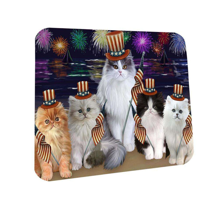 4th of July Independence Day Firework Persian Cats Coasters Set of 4 CST48913