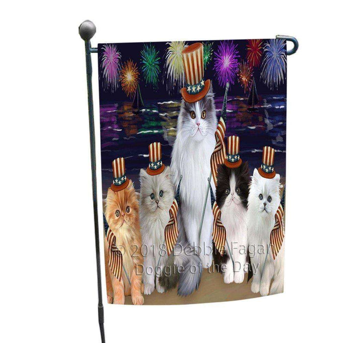 4th of July Independence Day Firework Persian Cats Garden Flag GFLG48863