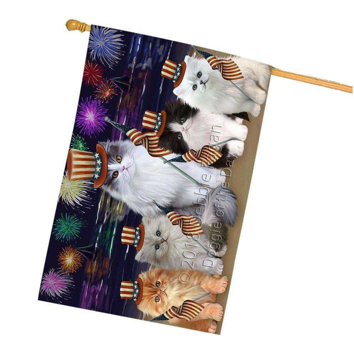 4th of July Independence Day Firework Persian Cats House Flag FLG48919
