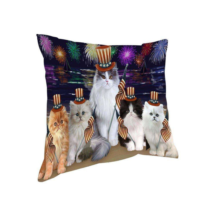 4th of July Independence Day Firework Persian Cats Pillow PIL51672
