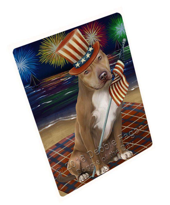 4th of July Independence Day Firework Pit Bull Dog Blanket BLNKT56235 (37x57 Sherpa)