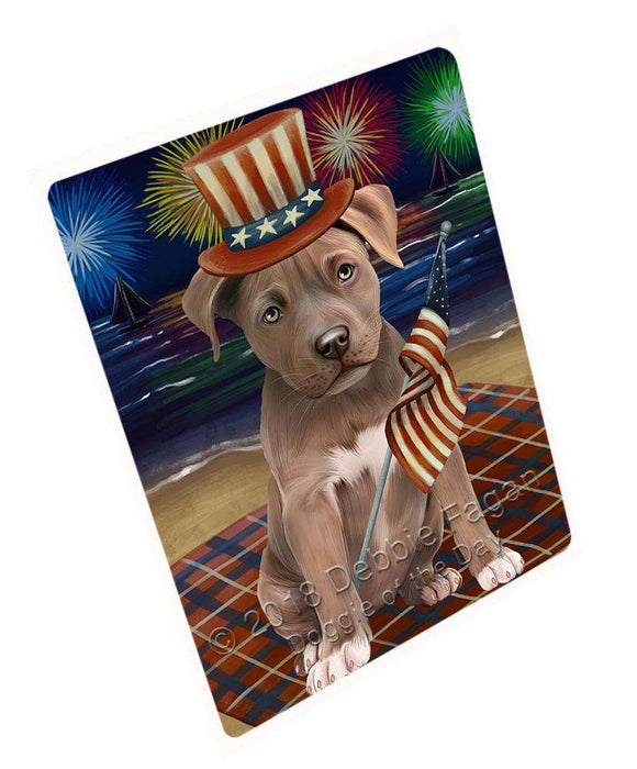 4th of July Independence Day Firework Pit Bull Dog Blanket BLNKT56253 (37x57 Sherpa)