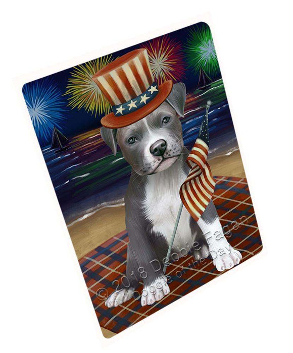 4th of July Independence Day Firework Pit Bull Dog Blanket BLNKT56262 (37x57 Sherpa)