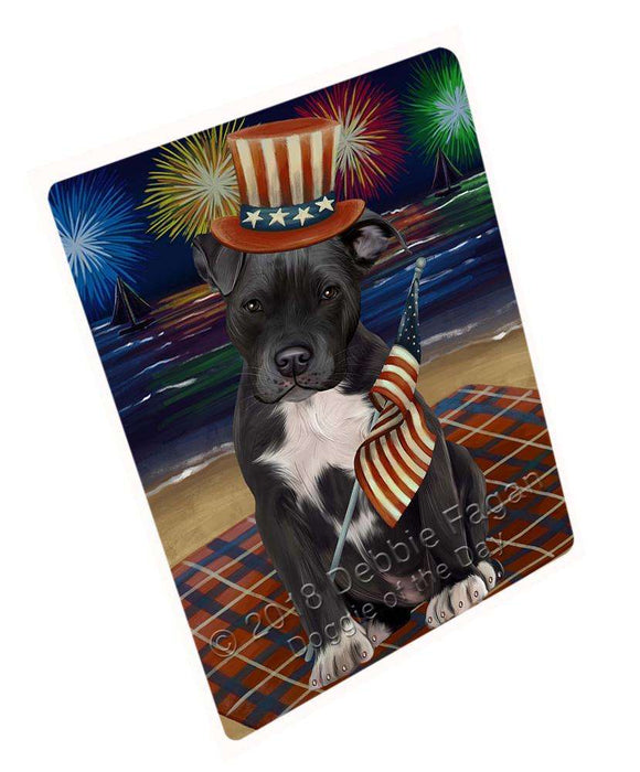 4th of July Independence Day Firework Pit Bull Dog Blanket BLNKT56280 (37x57 Sherpa)