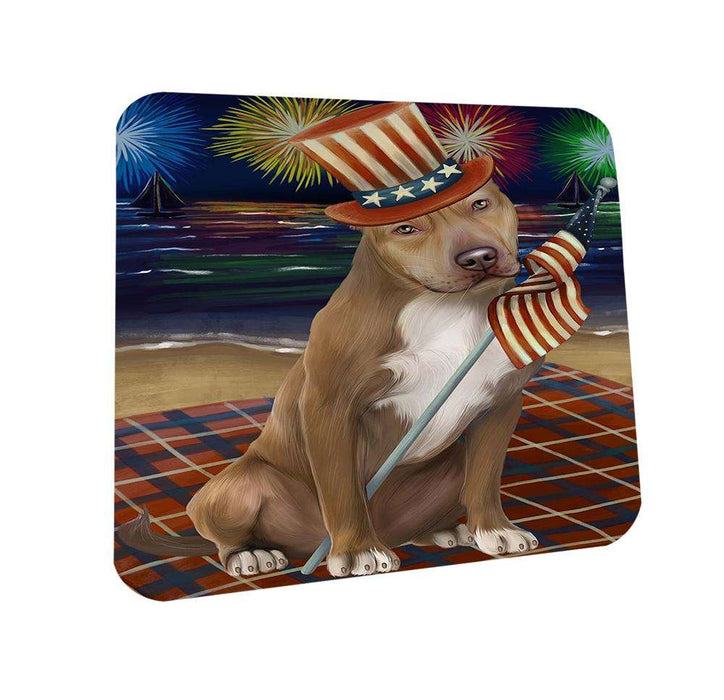 4th of July Independence Day Firework Pit Bull Dog Coasters Set of 4 CST48918