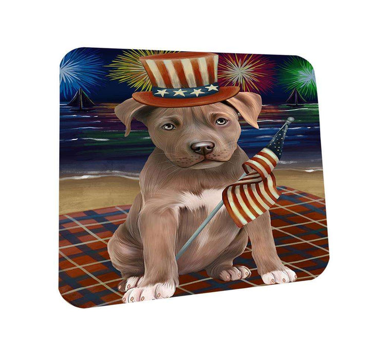 4th of July Independence Day Firework Pit Bull Dog Coasters Set of 4 CST48920