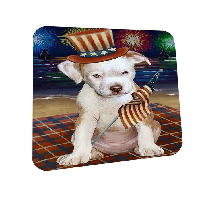 4th of July Independence Day Firework Pit Bull Dog Coasters Set of 4 CST48922