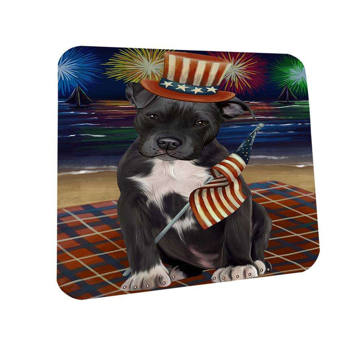 4th of July Independence Day Firework Pit Bull Dog Coasters Set of 4 CST48923
