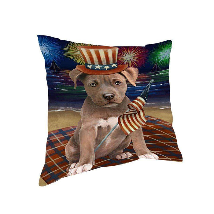 4th of July Independence Day Firework Pit Bull Dog Pillow PIL51700