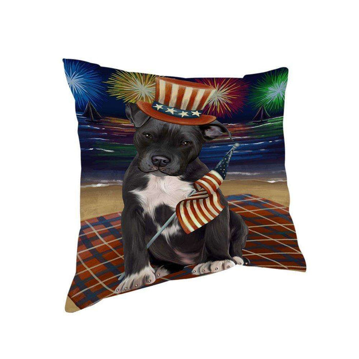 4th of July Independence Day Firework Pit Bull Dog Pillow PIL51712