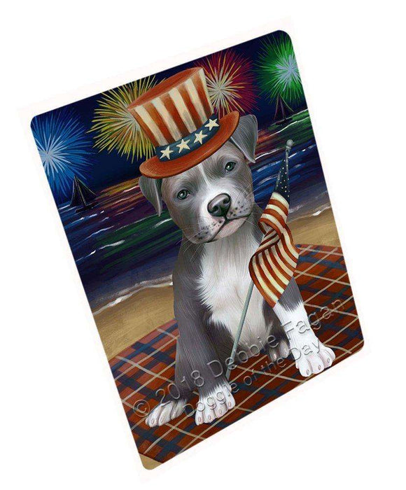 4th of July Independence Day Firework Pit Bull Dog Tempered Cutting Board C50754