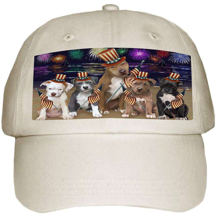 4th of July Independence Day Firework Pit Bulls Dog Ball Hat Cap HAT50613