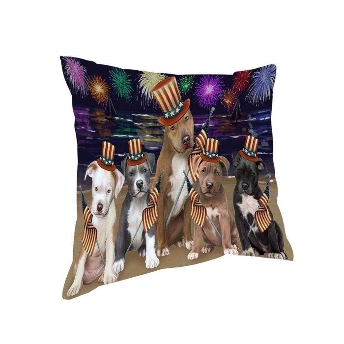 4th of July Independence Day Firework Pit Bulls Dog Pillow PIL51696