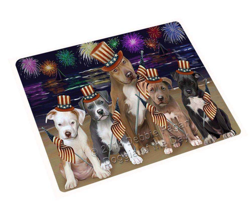 4th of July Independence Day Firework Pit Bulls Dog Tempered Cutting Board C50748