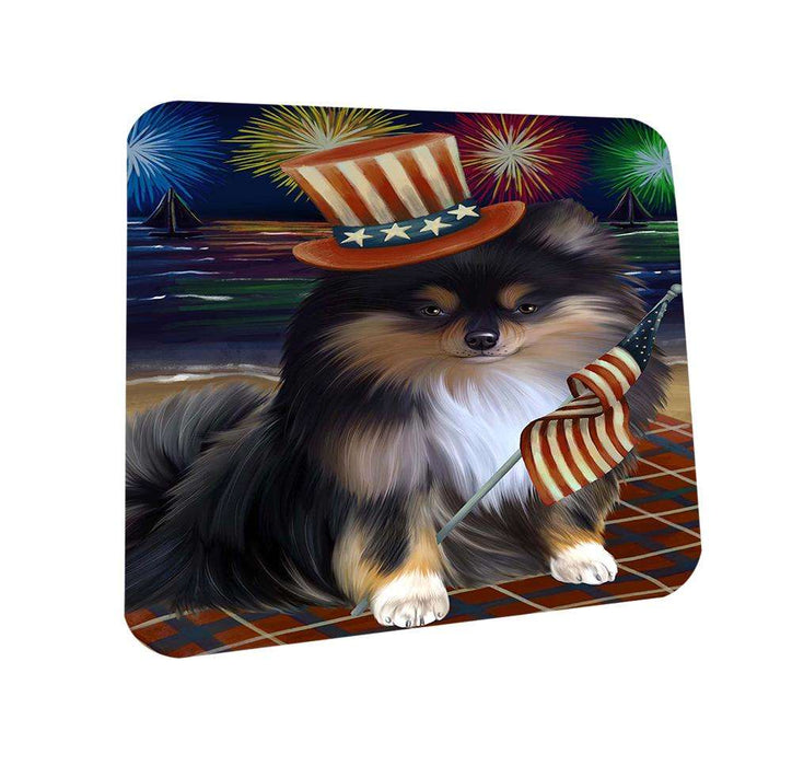 4th of July Independence Day Firework Pomeranian Dog Coasters Set of 4 CST48927
