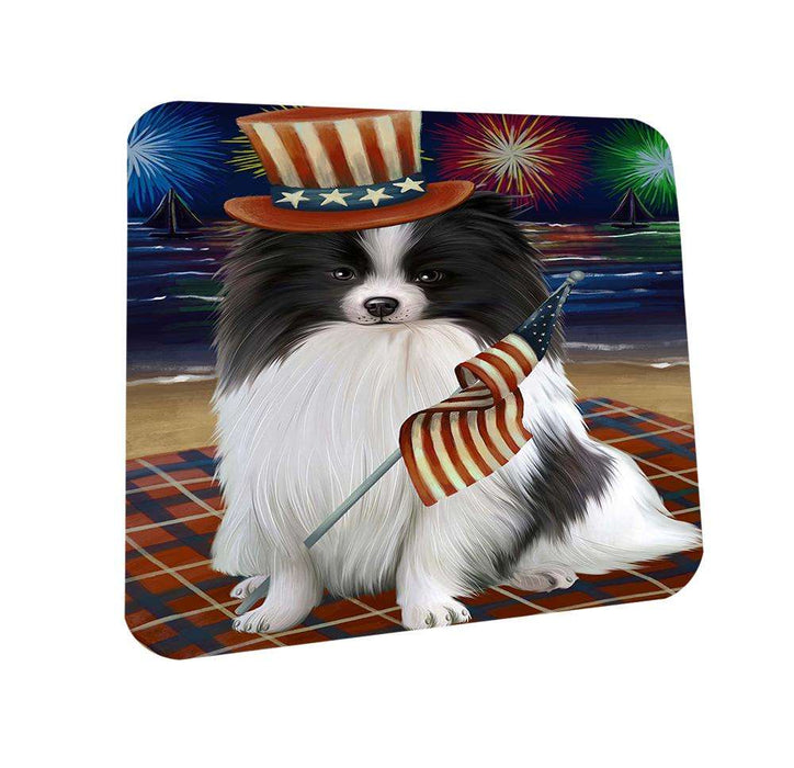 4th of July Independence Day Firework Pomeranian Dog Coasters Set of 4 CST48928
