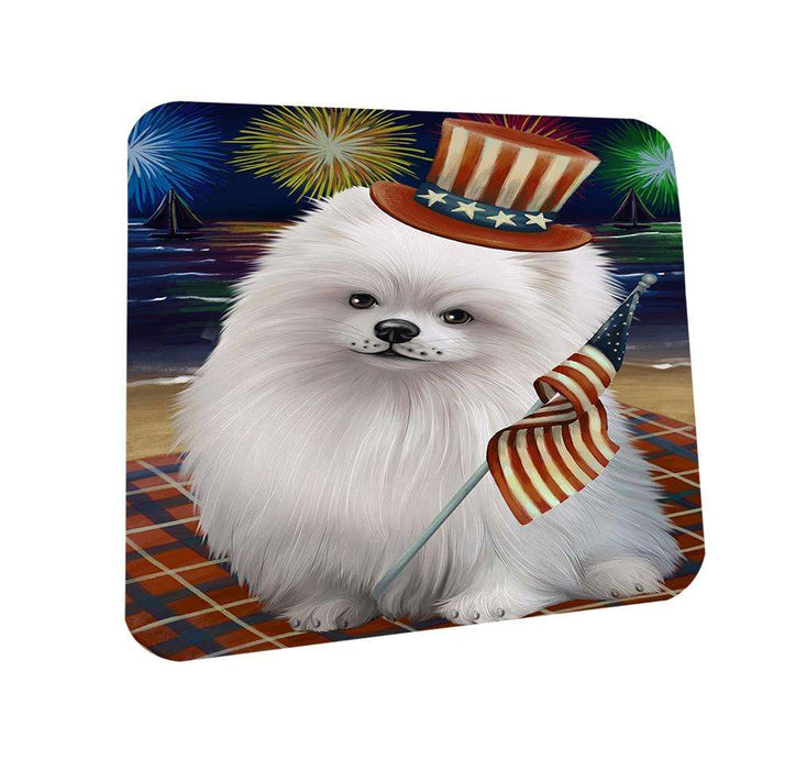 4th of July Independence Day Firework Pomeranian Dog Coasters Set of 4 CST48929