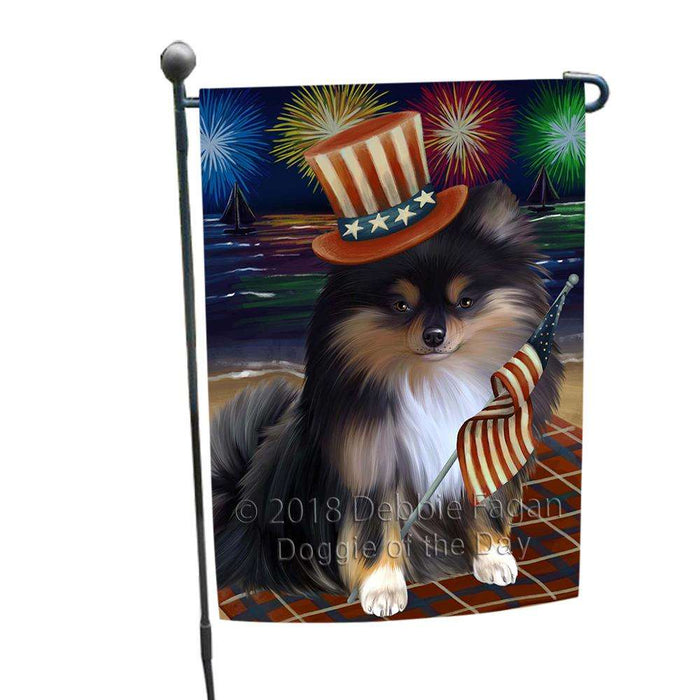 4th of July Independence Day Firework Pomeranian Dog Garden Flag GFLG48877