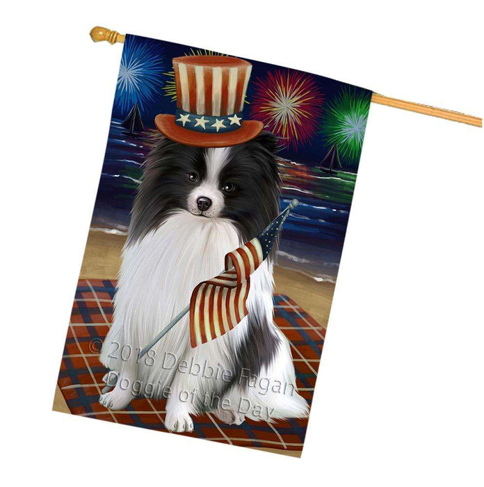4th of July Independence Day Firework Pomeranian Dog House Flag FLG48934