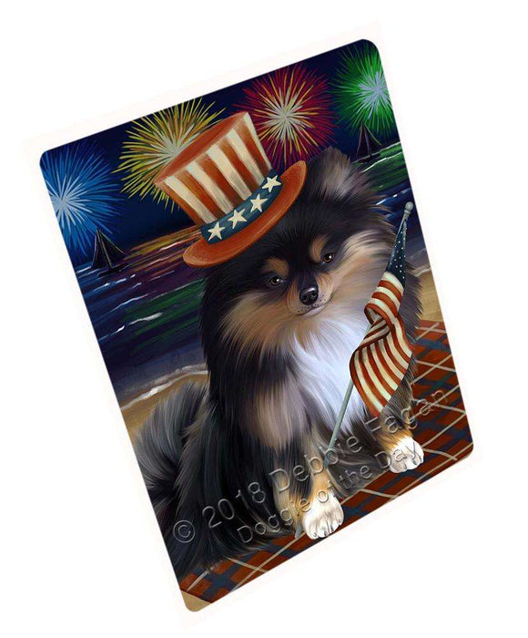 4th of July Independence Day Firework  Pomeranian Dog Large Refrigerator / Dishwasher Magnet RMAG53544