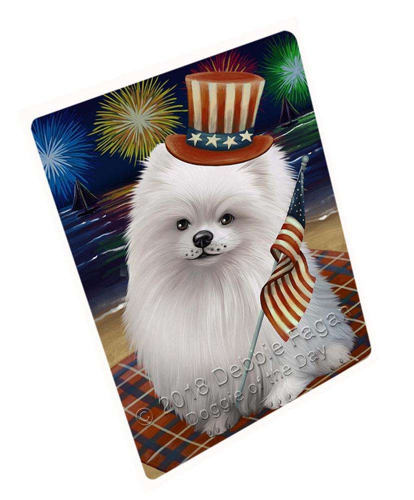 4th of July Independence Day Firework  Pomeranian Dog Large Refrigerator / Dishwasher Magnet RMAG53556