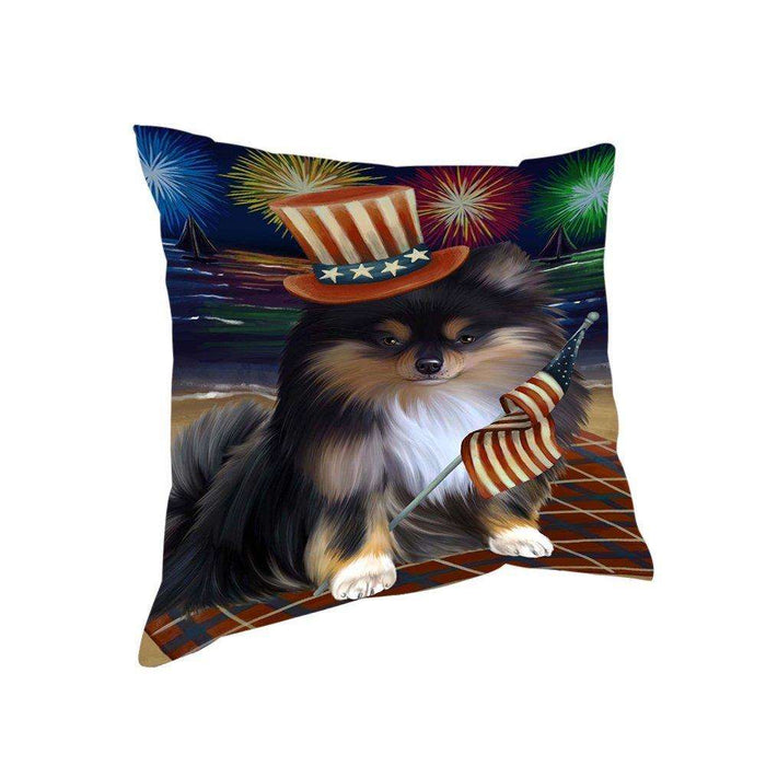 4th of July Independence Day Firework Pomeranian Dog Pillow PIL51728