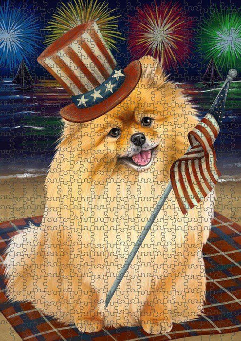 4th of July Independence Day Firework Pomeranian Dog Puzzle with Photo Tin PUZL51078
