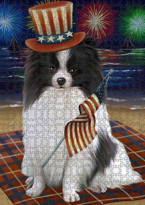 4th of July Independence Day Firework Pomeranian Dog Puzzle with Photo Tin PUZL51090