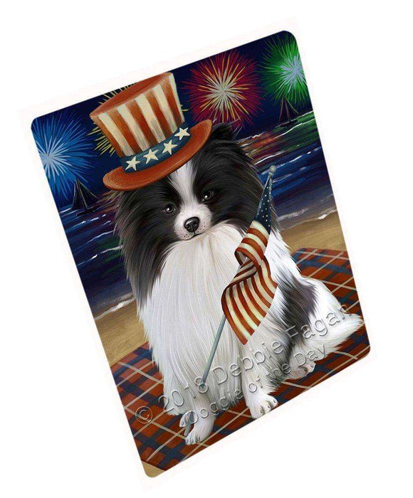 4th of July Independence Day Firework Pomeranian Dog Tempered Cutting Board C50775
