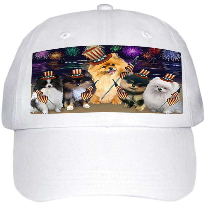 4th of July Independence Day Firework Pomeranians Dog Ball Hat Cap HAT50631