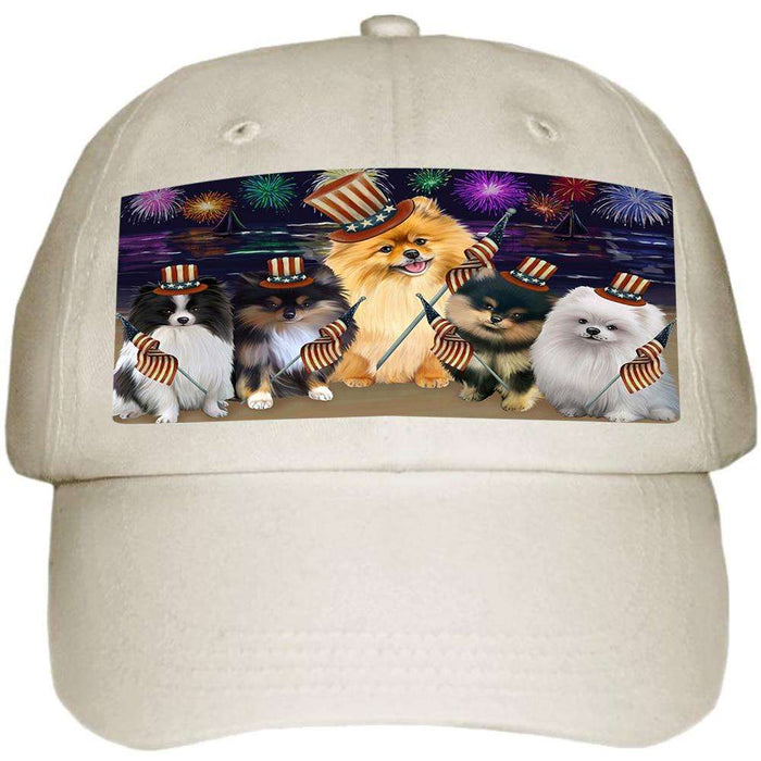 4th of July Independence Day Firework Pomeranians Dog Ball Hat Cap HAT50631